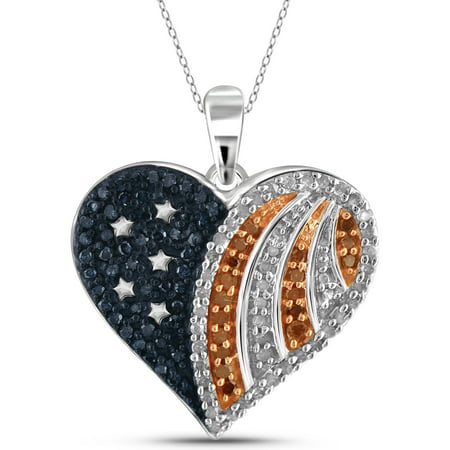 JewelersClub 1/3 Carat T.W. Multi-Color Diamond Sterling Silver American Flag Heart Pendant, 18