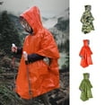 thumbnail image 2 of Xinwanna Outdoor Raincoat Hooded Reflective Folding Windproof Sleeveless Waterproof Survival Tool Aluminium Film Hiking Poncho Blanket Camping Equipment (Camouflage), 2 of 13