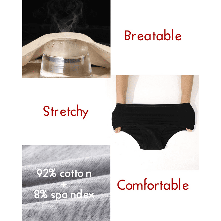FINETOO 3Pack Period Underwear for Women High Waist Cotton Leakproof  Comfortable Panties High Rise Menstrual Brief S-XL