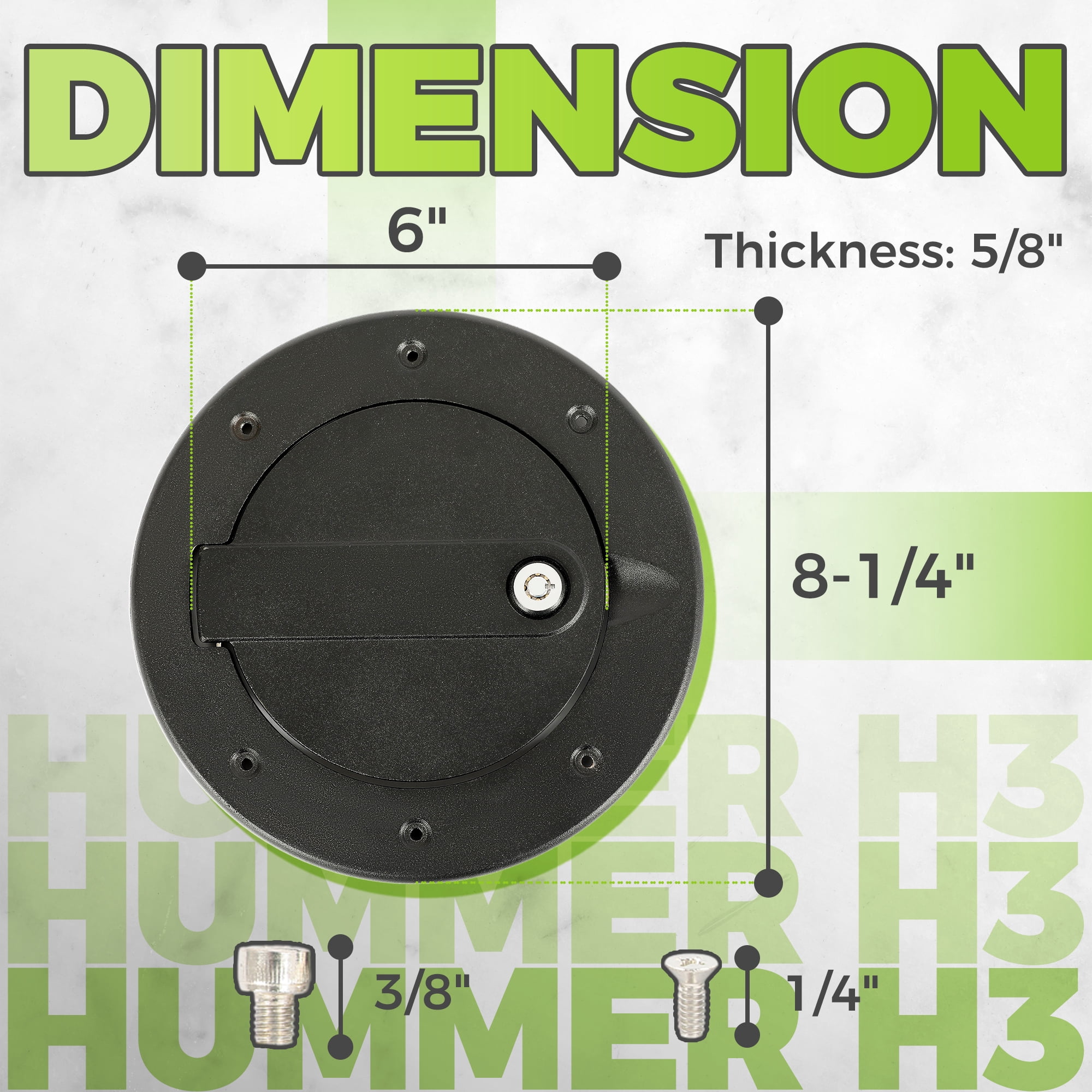 Kojem Locking Fuel Door for 2006-2010 Hummer H3 H3T Gas Cap Cover with Lock Aluminum Exterior Accessories