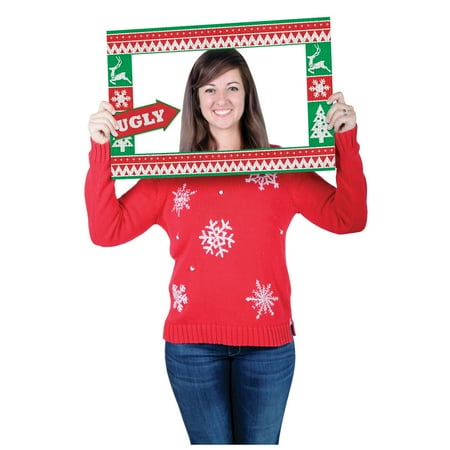 Ugly Christmas Photos Club Pack of 12 Ugly Sweater Photo Fun Hand Held Frame Christmas Props 23.5