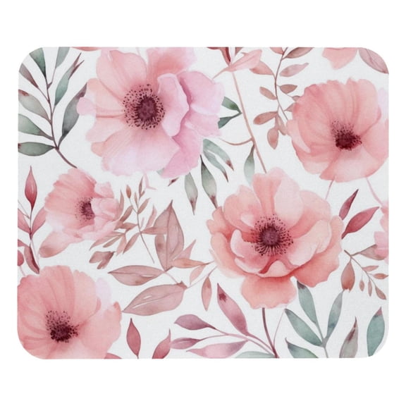 Mouse Pad, Anti-Slip Rubber Mouse-pad for Gaming Office Laptop Computer Men Women Kids, Cute Custom Pattern Mouse Mat, Pink Flowers with Leaves Design
