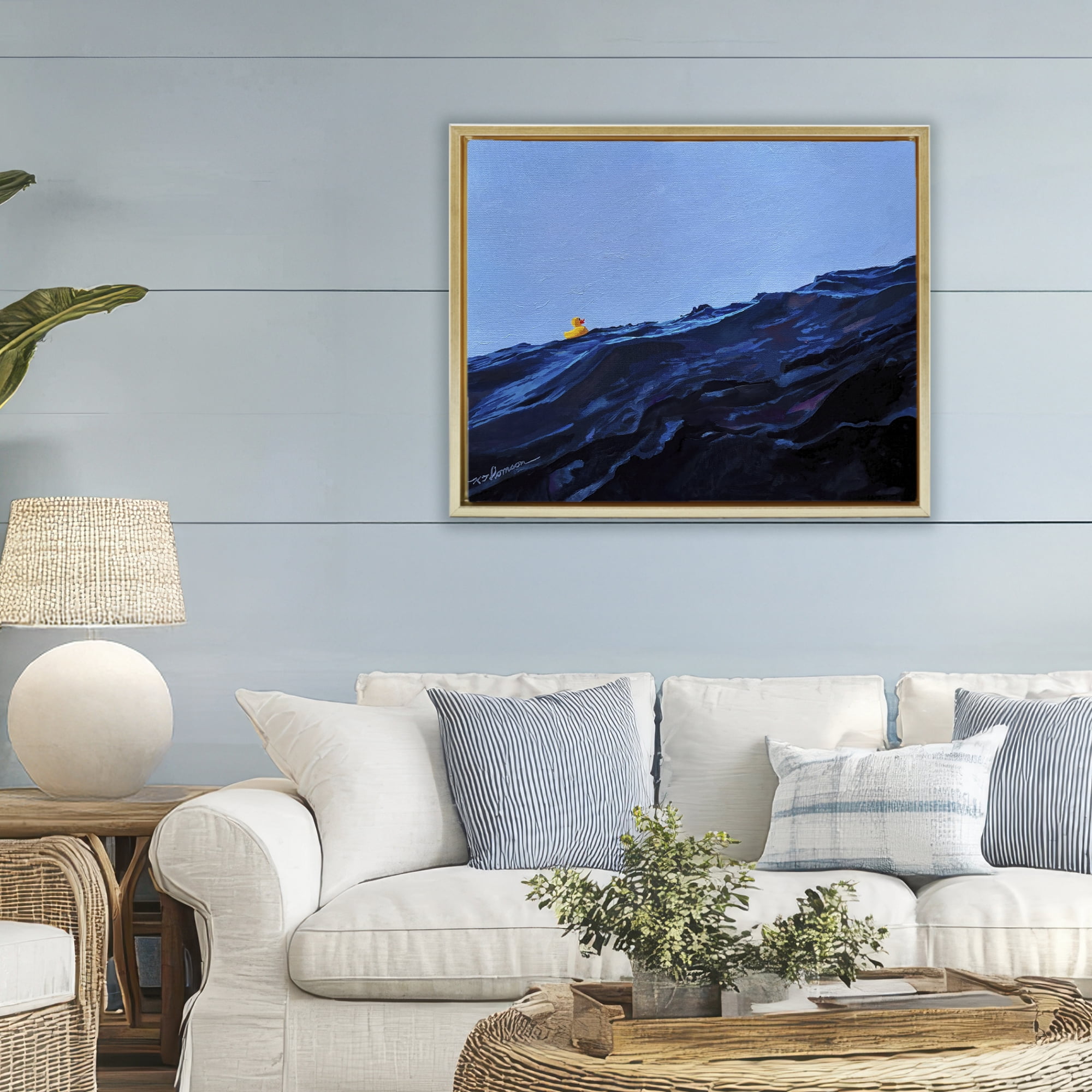 You're The One Duck Gold Framed Floater Canvas Wall Art, design by Keith Thomson