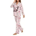 thumbnail image 3 of FOR U DESIGNS Flower Butterfly Pajama Sets for Women 2 Piece Button Down Long Sleeve Pants and V-neck Tops Size S Button Up Night Shirts for Women Sleepwear Pj, 3 of 7