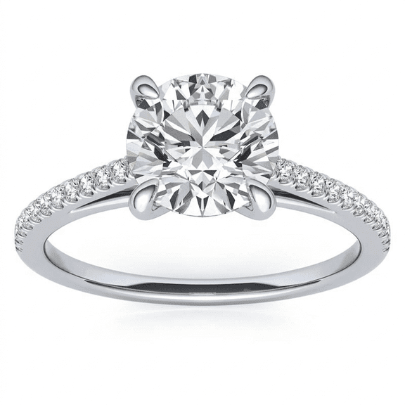 Auory Women's Engagement Ring 2.30 Carat Round Natural Moissanite Solitaire Engagement Ring, 18K White Gold Plated