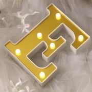 Efavormart 6 3D Gold Marquee Letters 5 LED Light Up Letters Warm White LED Letter Lights - E