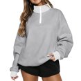 thumbnail image 2 of Women Half Zip Sweatshirt with Neck and Contrast Casual Sporty Pullover Top, 2 of 8