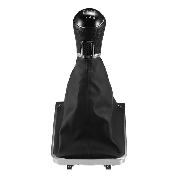 Unique Bargains 6 Speed Gear Shift Knob Boot with Silver Tone Base for Volkswagen Passat 2005-2010 Silver Tone Black