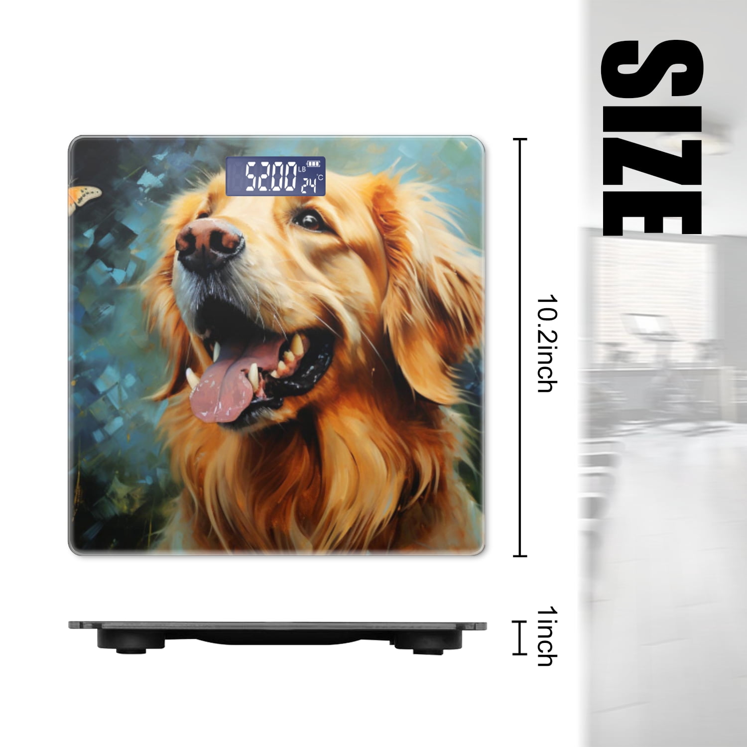 High Precision Body Weight Scale Smart Bathroom Scales with Large LCD Display(400lbs),Decorative for Bedroom-Golden Retriever Of Oil Painting