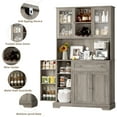 thumbnail image 4 of Homfa 5 Doors Kitchen Pantry Hutch with Wine Rack, 67.9'' Wood Storage Cabinet for Dining, Gray, 4 of 7