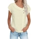 thumbnail image 1 of TaTaai Womens solid crew neck t-shirt, linen cotton blend, short sleeve, button cuff, cutout design, casual comfortable, lightweight, perfect for weekend trips & casual gatherings Gift, 1 of 9