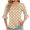 Khaki, variant on Women's Polka Dot Bubble Sleeve Tops Under $10 Casual Printed Short Sleeve Round Neck Blouse Fashionable And Comfortable Top