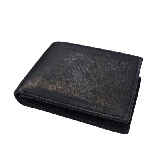 kerinzo - Men’s Genuine Leather Bifold Wallet – Slim, Durable, Classic Black Card Holder for Everyday Use