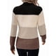 thumbnail image 3 of Suéteres de Bloque de Color para Mujer, Blusas de Larga con Cuello Alto, Suéter de Punto Holgado. Caqui M, 3 of 7