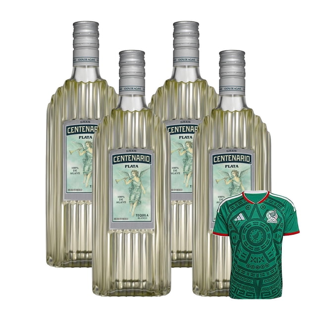 4 Tequila Gran Centenario Plata 700 ml + Jersey Verde