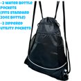 thumbnail image 5 of GOAP Drawstring Mesh Cinch Sack Gym Backpack with 2 Water Bottle Pockets and 2 Utility Pockets, Black, 5 of 9
