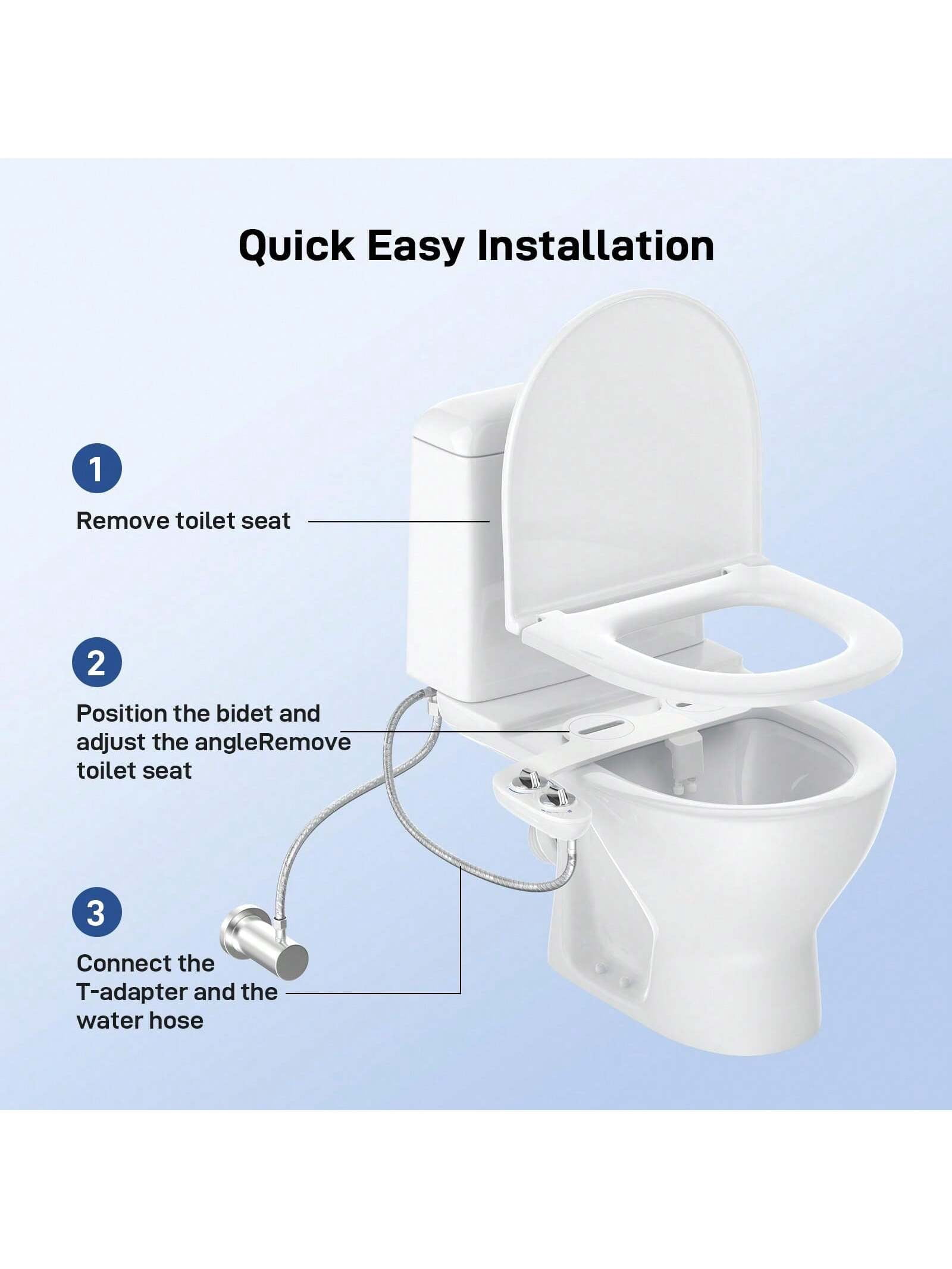 Eastvita Multifunctional Bidet Attachment & Portable Bidet Sprayer for Toilet Non Electric Self Cleaning Dual Nozzle Toilet Bidet Fresh Cold Water Sprayer Bidets for Existing Toilets w/