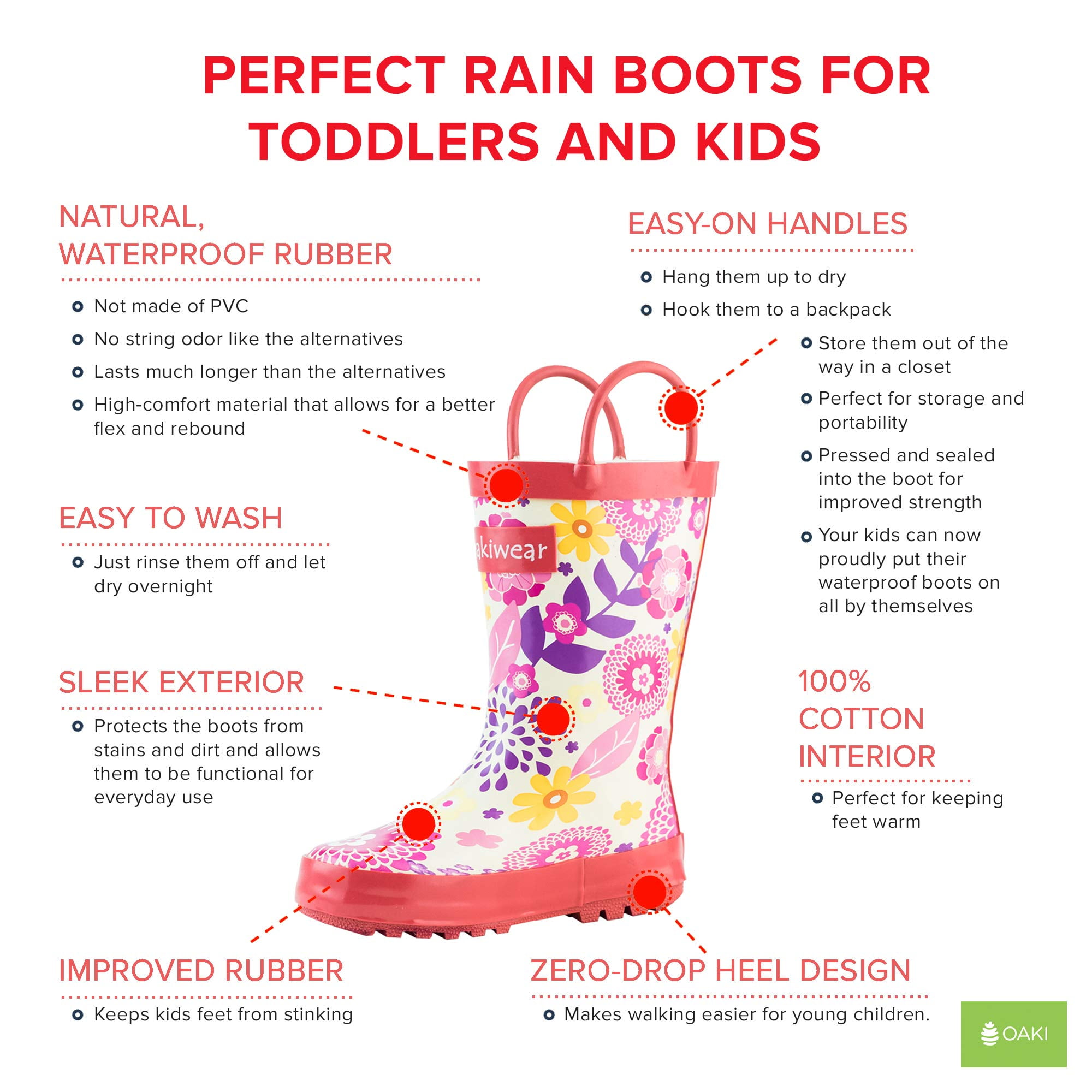 Lone Cone Toddler Rain Boots Rain Boots With Easy-On Handles In