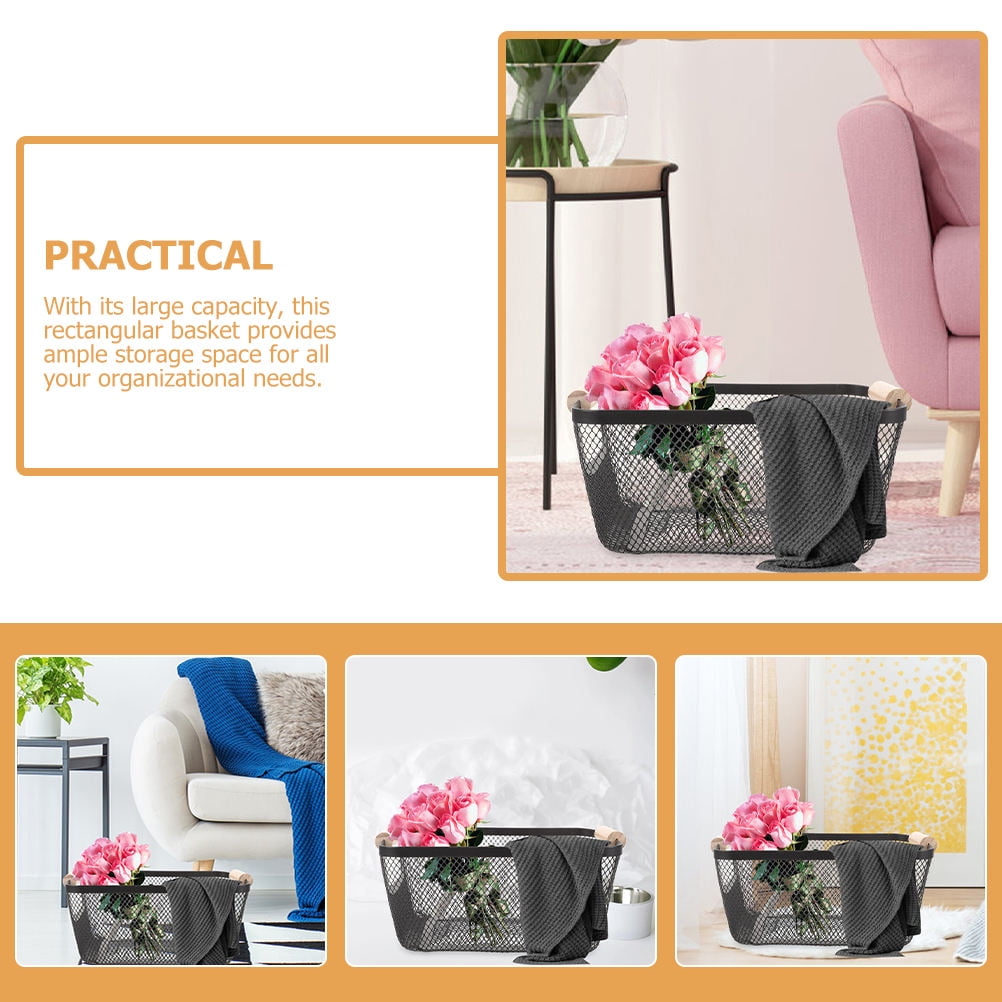 PENIKOKO Black Wire Kitchen Basket for Storage and Organization, Decorative Multi-Purpose Basket for Study Room and Home Use, 1 Piece
