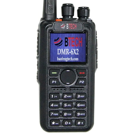 BTECH DMR-6X2 (DMR and Analog) 7-Watt Dual Band Two-Way Radio (136-174MHz VHF & 400-480MHz UHF), with GPS and Recording, Includes Full Kit with 2 Batteries, Programming Cable, and