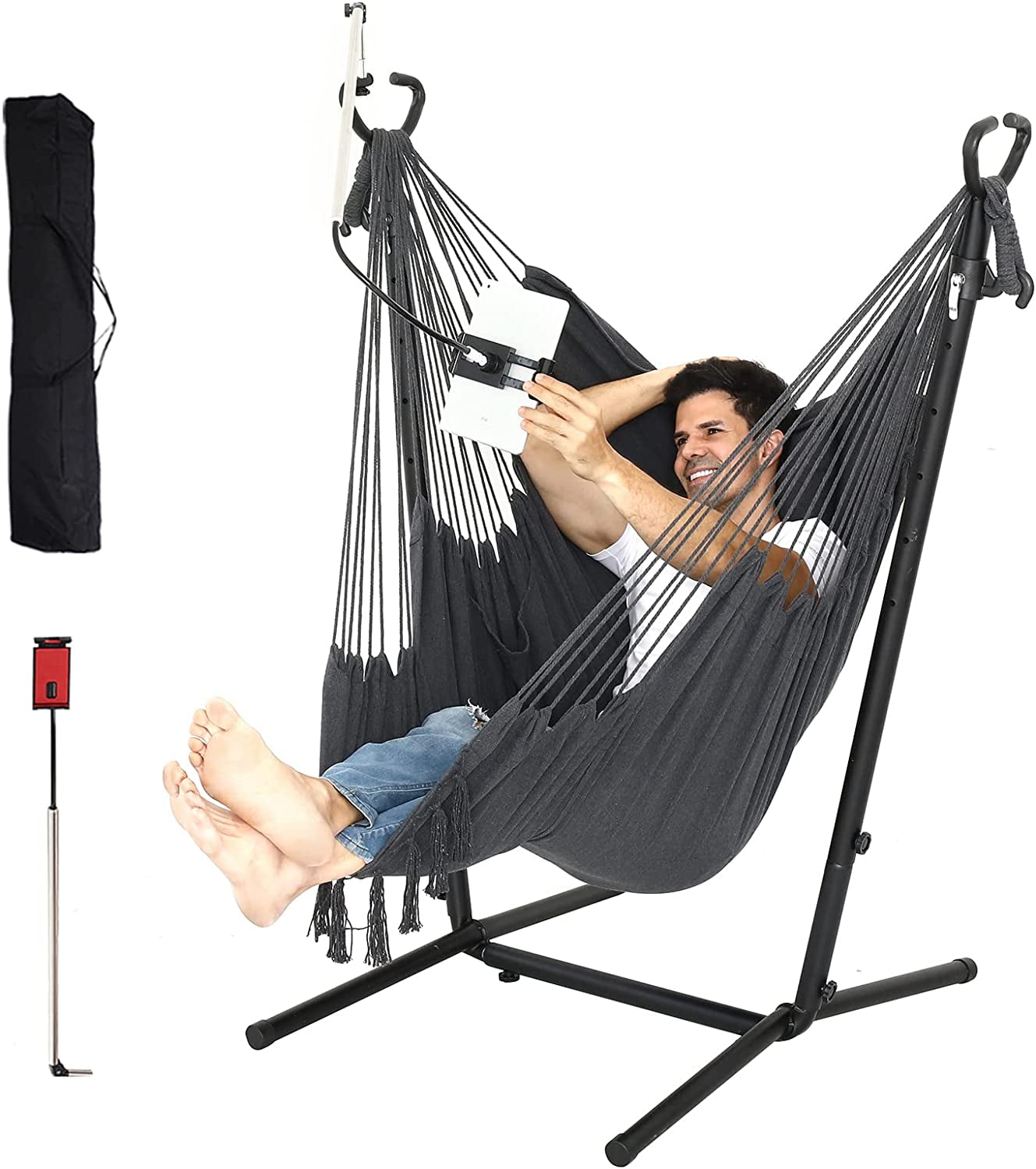 Hammock Chair with Stand and Foot pad Double Hammock Chair Bohemian