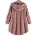 thumbnail image 2 of Summer Savings Clearance 2024 Casual Cute Home Wear Warm Coat for Women Solid Coat Button Tops Hooded Pullover Loose Sweater Blouse Plus Size Motorcycle Jacket Rain Jacket for Women Casual, 2 of 4