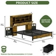 thumbnail image 6 of Uforic LED Queen Size Bed Frame with Storage Bookcase Headboard, Platform Bed with Charging Station, Noise-Free, Rustic Brown, 6 of 6