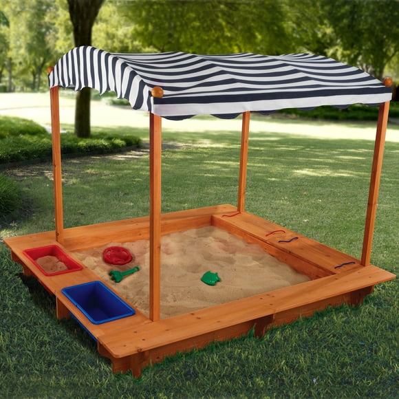 KidKraft Outdoor Sandbox with Canopy - Weather Resistant Wood | 00165