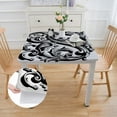 thumbnail image 2 of WYYP Swirls Leaves Black and White Square Tablecloth for Picnic Dining Kitchen Farmhouse 100% Polyester Fiber 40*40, 2 of 8