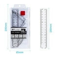 thumbnail image 5 of Tnobhg 1 Set Transparent Ruler Easy-to-Use Clear Scale Round Hollow Design with Set Squares Protractor Stationery Learning Tools, 5 of 7