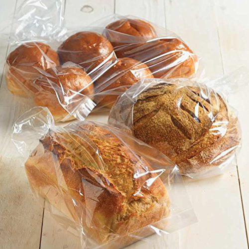 Pack of 100 with 100 Free Bread Ties 8x4x18 Gusset Style Poly Bags Bread Bags 