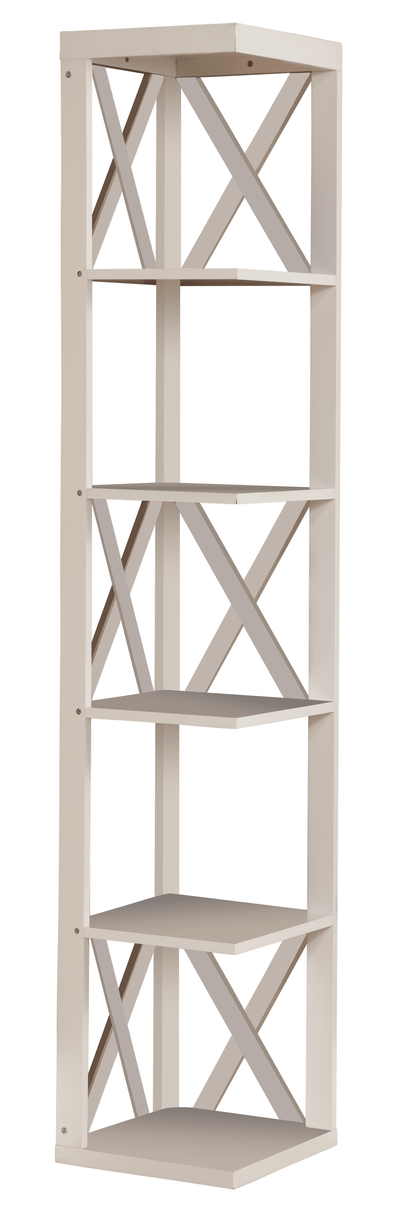 Kings Brand Furniture 5 Tier Corner Bookcase with Crisscross design for Living Room Office, White