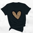 thumbnail image 2 of miqiqism Women Leopard Heart Shirts Short Sleeve Tshirts Casual Round Neck Pullover Tops Teen Girls Dressy Basic Blouses Loose Gong Out Outfit Y2K,01_Black,XX-Large, 2 of 6