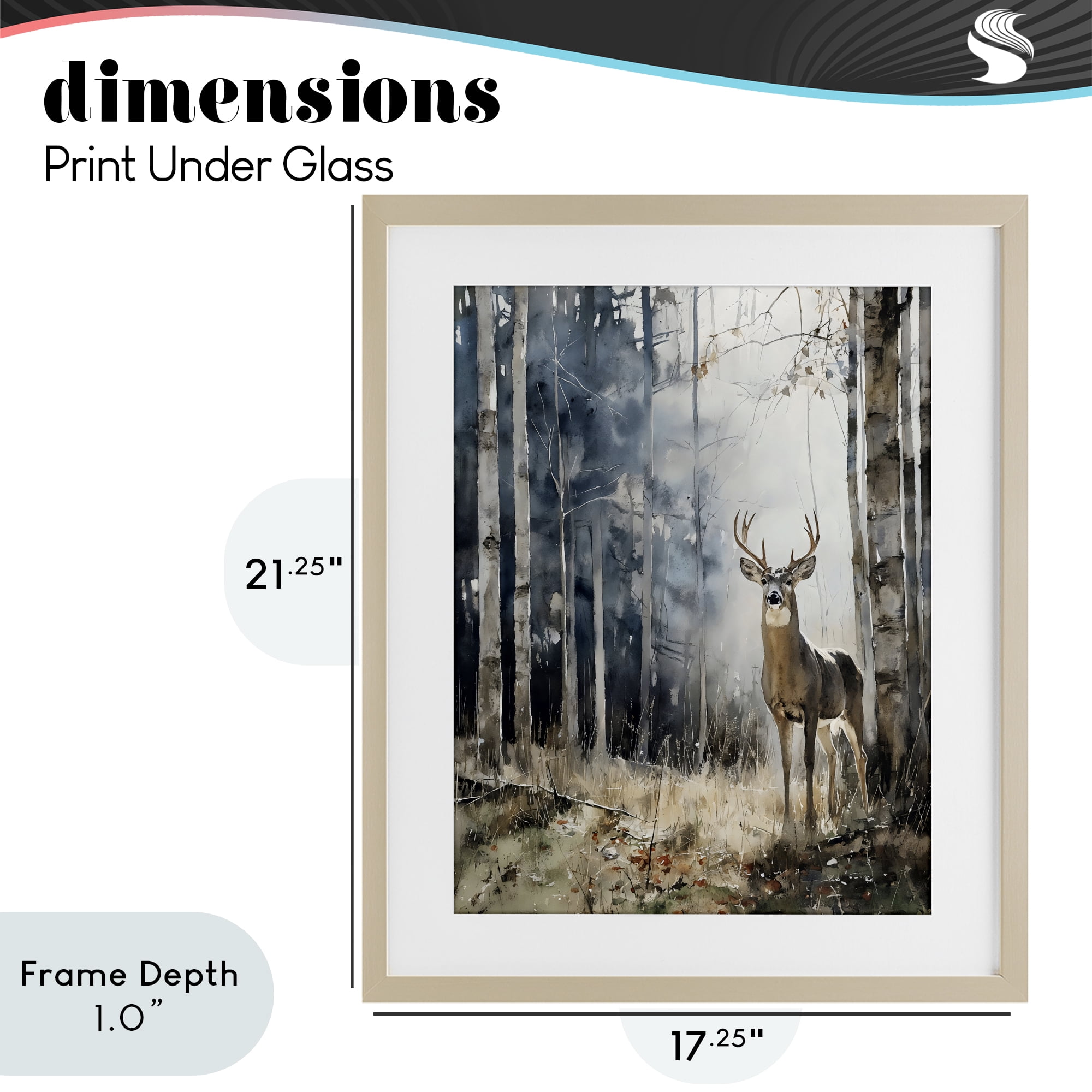 Stupell Industries Deer In The Woods Birch Framed Print Under Glass, design by Franklyn Gregory