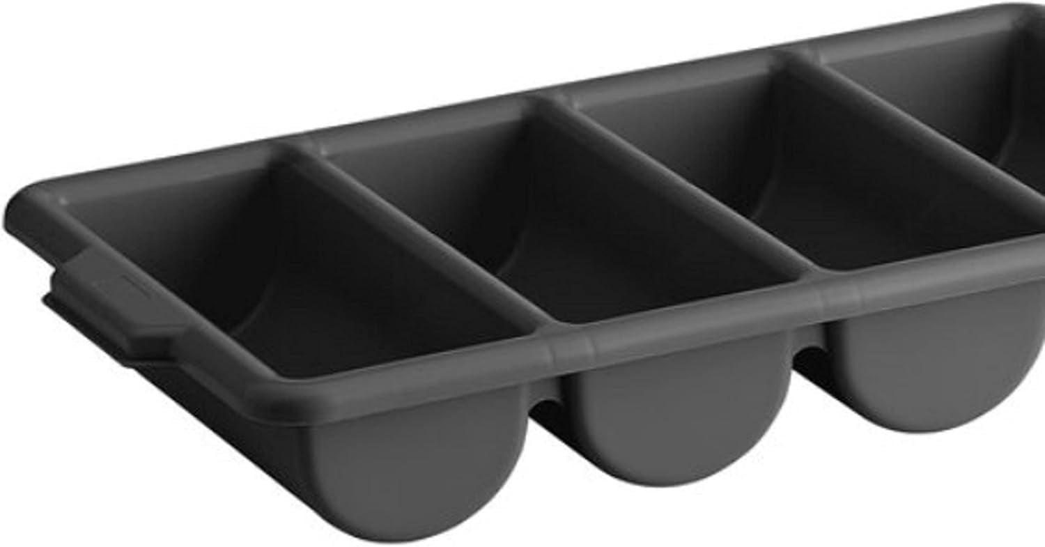 TrueCraftware- 4 Compartments Silverware Organizer Cutlery Tray Black Color 22-1/2" x 13" x 4"- Plastic Utensils Drawer Holder Cutlery Holder for Kitchen Home and Restaurant Organization