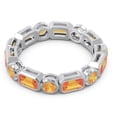 thumbnail image 3 of Diamond-Capitals 5.00 Ct Beautiful Emerald Cut Citrine Gemstone Proposal Eternity Bands for her Solid 18K White Gold Size 10.5, 3 of 8