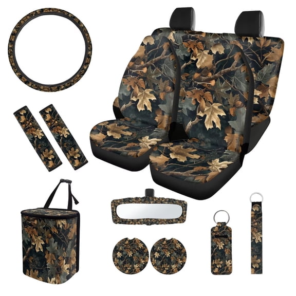 XYZCANDO Dead Branch Print Car Seat Cover Steering Wheel Cover Seat Belt Cover Keychain Lipstick Cover Car Trash Can Center Mirror Cover Coasters Easy Installation Personalized Fit Most Car