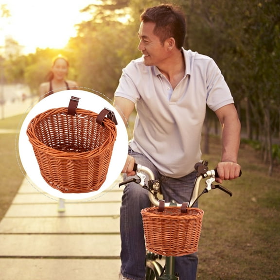 FRCOLOR Wicker Basket Rattan Bicycle Basket Large Storage Bike Basket Child Miss 26X23CM