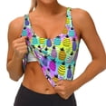 thumbnail image 3 of Picia Graffiti Pineapples Sports Bra for Women,Padded Strappy Sports Bras Medium Support Yoga Bra with Removable Cups,Running Yoga Bra-Small, 3 of 9