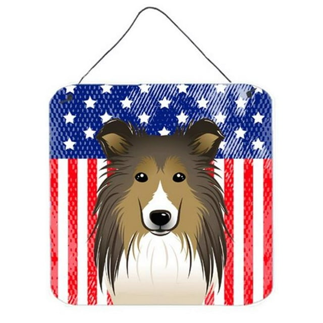 Drapeau Américain & Sheltie Mur Ou Porte Suspendus Imprimés