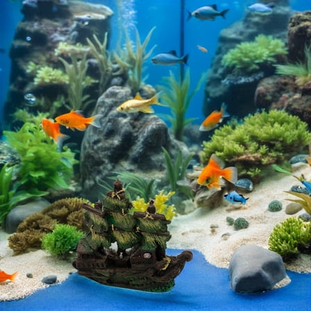 LOLIPPYY Pirate Themed Resin Shipwreck Aquarium Decoration for Natural Fish Tank Retreat