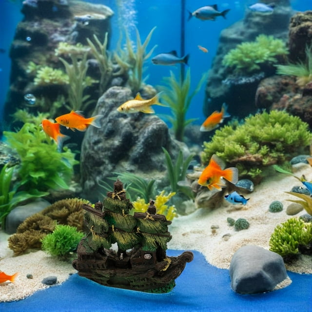 Hytrove Naufragio Temático Pirata Para Acuario Refugio De Resina Para Peces Multicolor