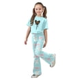 thumbnail image 3 of Gaexia Kids Lounge Set,Valentine's Day Girls Outfit Cute Bow Heart Print Short Sleeve Top With Flare Leg Pants Toddler Two Piece Matching Fashion Clothes,11-12 Years, 3 of 6