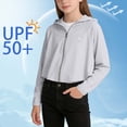 thumbnail image 2 of HAOTAGS Girls Athletic Jackets,UPF 50+ Full Front Zip Long Sleeve Hooded Breathable Sun Protection Gray 1-2 T, 2 of 7