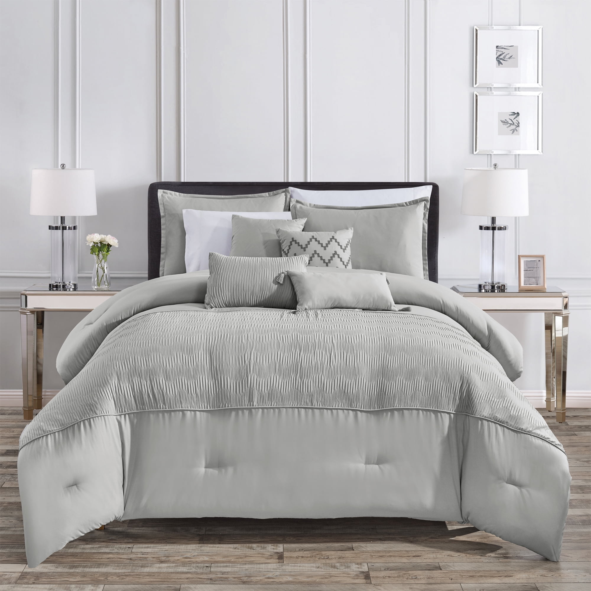 HGMart Bedding Comforter Set Bed In A Bag - 7 Piece Luxury Pinch Pleat ...