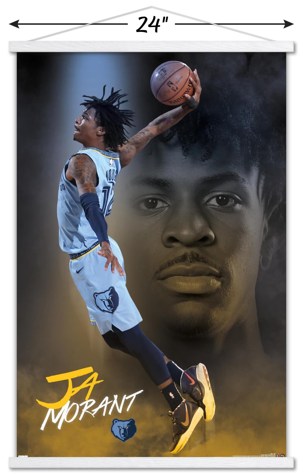 NBA Memphis Grizzlies - Ja Morant 20 Wall Poster with Wooden Magnetic Frame, 22.375" x 34"