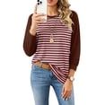 thumbnail image 3 of WIHOLL Women's Long Sleeve Shirts Fashion Striped Raglan T-Shirt Casual Loose Fit Crewneck Pullover Top 2026 Fall Sweatshirts for Women, 3 of 9