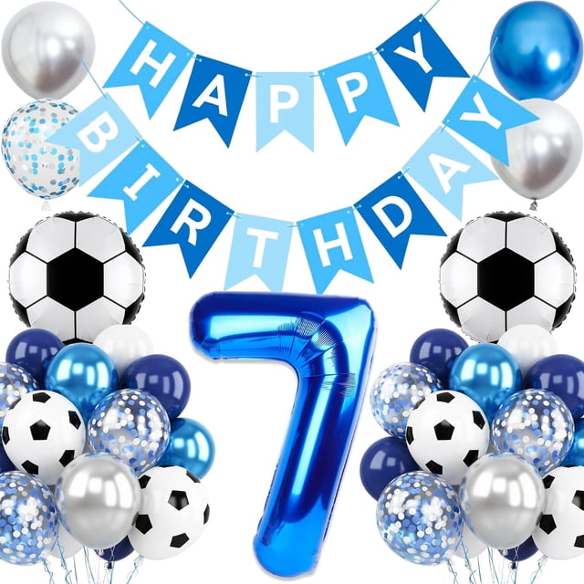 Set de decoración de fiesta con tema de fútbol con globo número 7