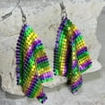 thumbnail image 2 of New Metal Mesh Feather Stacked Leather Leaf Irish American Festival Earrings, 2 of 2