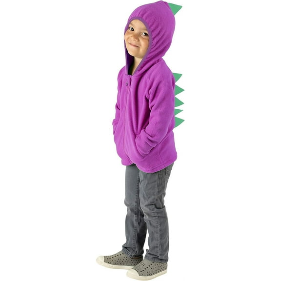 Cuddle Club Fleece Hoodie Jacket Winter Baby Clothes, Dino Purple Green 3-6 Mos